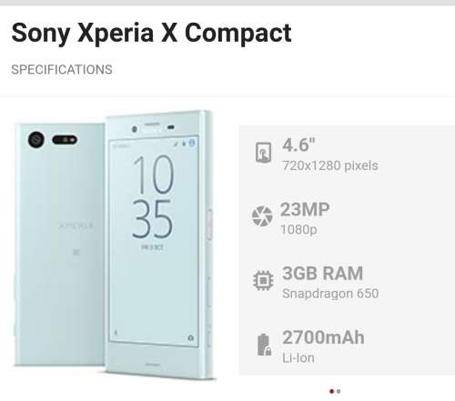 Black Sony Xperia X Compact (Excellent Condition)