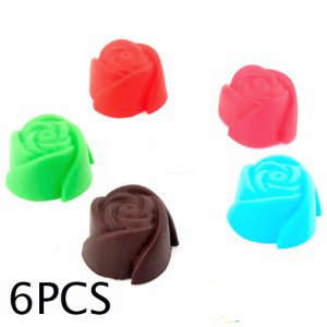 6Pcs Silicone Rose Cup Cake Chocolate Muffin Mold Maker