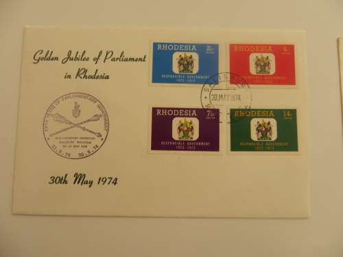 Rhodesia (1974) - Golden Jubilee Of Parliament with Special Parliament Cachet !!!!