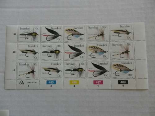 Transkei 1.25 (1982) - Fishing Flies (3rd Series) Mint Extended Control Strip