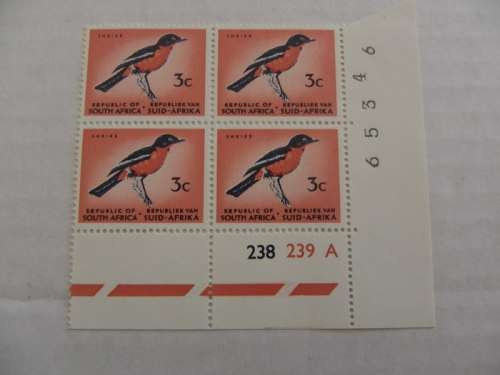 RSA 1st Definitive Series (1961) - 3c Mint Control Block (#238 A-Block)