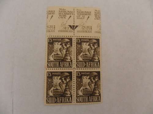 Union (1943) - 1/3 Large WARS Mint Block with Inscription
