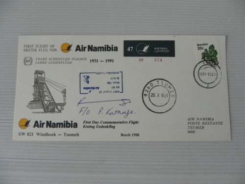 Namibia Air (1991) - No 47 Illustrated FDC Card Signed by Pilot