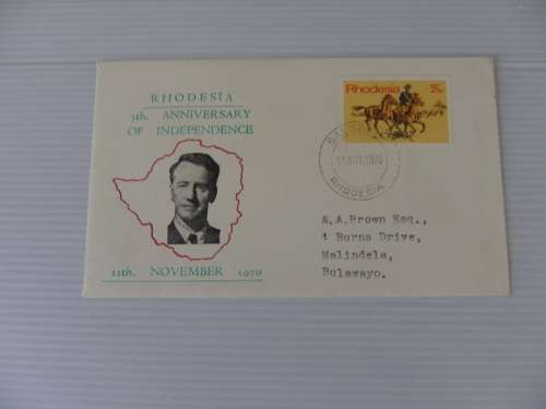 Rhodesia (1970) - 5th AQnniversary of Independence Illustrated FDC