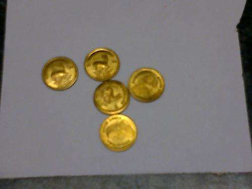 5 Mini gold PLATED Coins