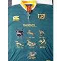 SPRINGBOK RUBGY YERSEY WITH ALL THE EMBLEMS OVER THE PAST 100 YEARS