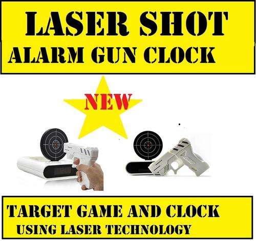 EXCITING NEW LASER SHOT TARGET SHOOTING ALARM CLOCK WITH VOICE PROMPTS R745.00