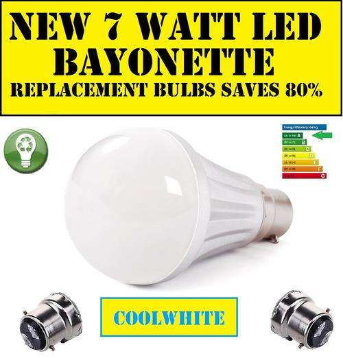NEW ARRIVAL  7 WATT COOL WHITE LED 500 LUMENS BAYONETTE  HOUSEHOLD BULB R239.95