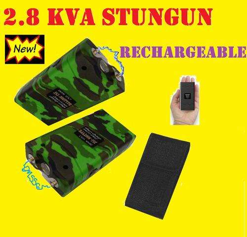 red hot 2.8 MILLION VOLT STUN GUN RECHARGEABLE WITH TORCH & POUCH