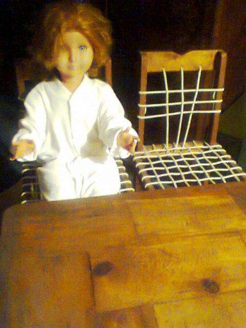 A ORIGON KIDDIES SET , 2 Rimpie CHAIR'S +TABLE < PLEASE NOTE THE DOLL IS NOT INCLUDED > KIDDIE'S SET