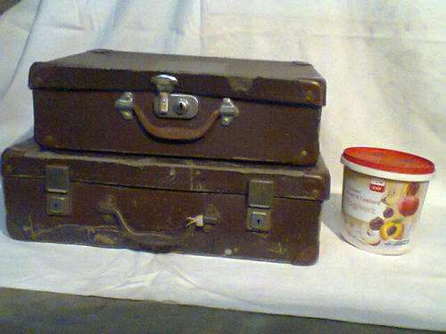 2 X Old well used School Cases from the 50's . One is Larger than the other.