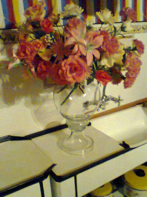 A Very Large Heavy " IM " Glass Vase, HAND Made . 40cm Tall was used for funtions eg. weddings.