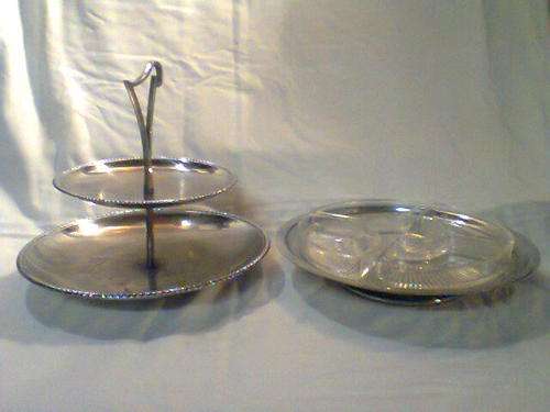 2 Vintage  Items, A Lazy Susan Dip server, 2 tier Bon Bon Server Both in Used Condition.