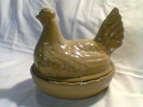 A Tureen in the form of a Chicken Stamped "Made in England By Moira Pottery Co Ltd"