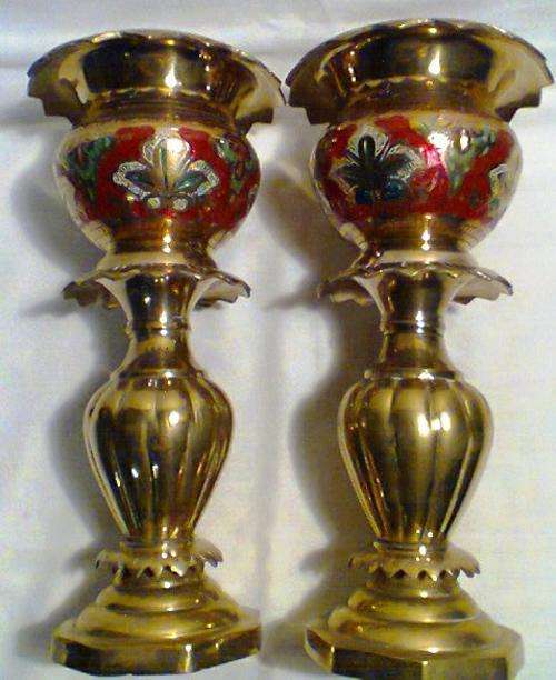2 x Awesome Brass Vases 295 mm High x 140 mm Wide , Both Look Brand New.