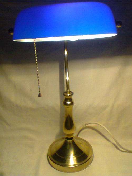 A Beautiful Rare Vintage Bankers Lamp with a Blue shade in 100%  Excellent working Condition