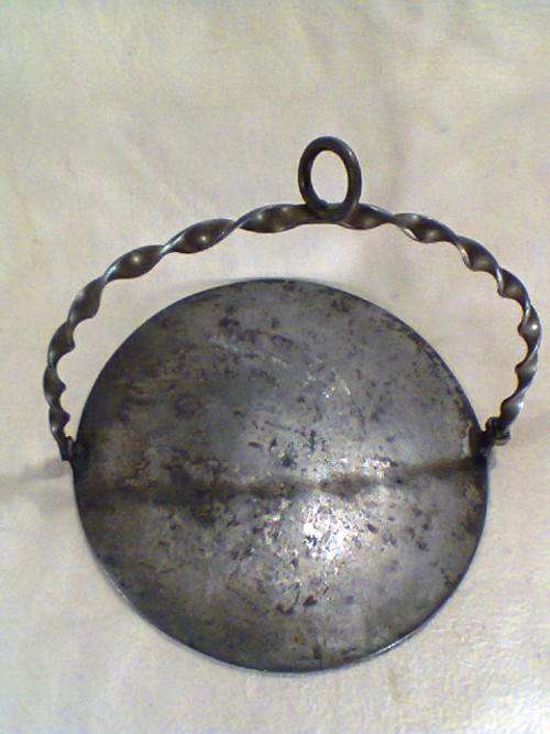 A Real Unusual Old Vintage All Steel Skillet With Wrought Iron Handle & Lock. In Excellent Condition