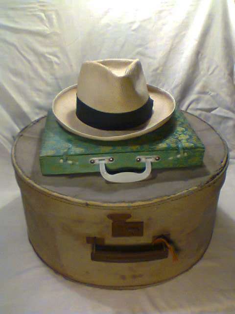 A Vintage Edwardian Hat Box with a Gents Old Hat & Chinese Trinket Box.In good Second Hand Condition