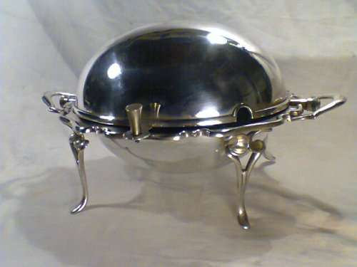 1860's +- "John Bagshaw & Sons".2 x Roll Top Breakfast Servers Tureens."Sterling silver plate"Nickel