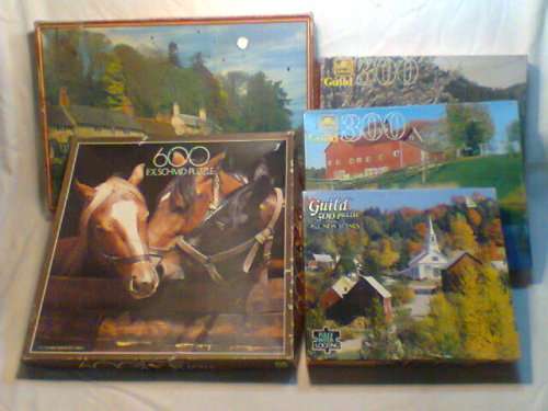 5 Old Boxes of Puzzles.Ideal for those rainy day's . One is a 1,000 pieces.