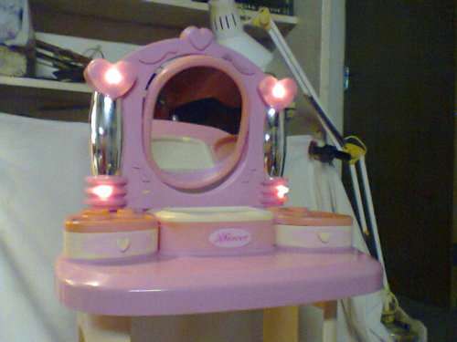 For the little Princess (740mm Tall) Pink Actress Dressing Table/Chair with Lights & Accessories
