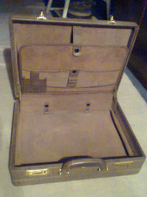 Genuine BUSBY Wild Buffalo Hide Expandable Briefcase combination Locks in good second hand condition