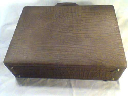 Genuine BUSBY Wild Buffalo Hide Expandable Briefcase combination Locks in good second hand condition