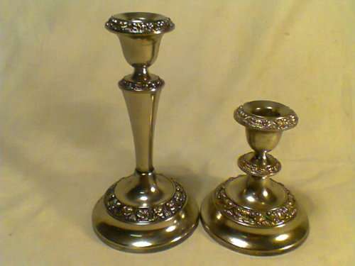 1930's  "IANTHE" Silver Plated Candlesticks English made measuring: 185mm Tall & 115mm Tall.