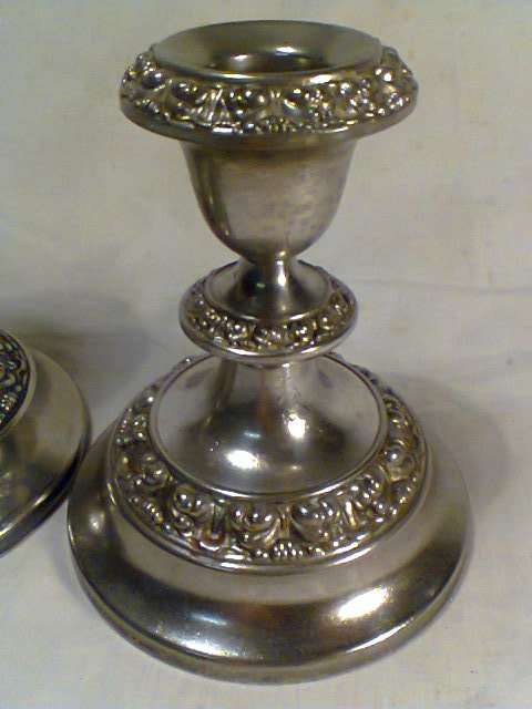 1930's  "IANTHE" Silver Plated Candlesticks English made measuring: 185mm Tall & 115mm Tall.