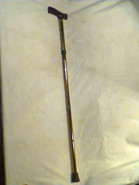 A Vintage Collapsible fold-up steel adjustable Walking Stick. Adjusts down from 945mm to 840mm