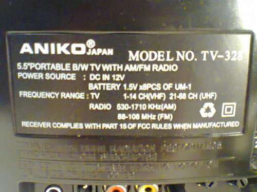 A Mini Personal TV with AM/FM Radio made by ANIKO Japan in it's original Box. The radio plays well.