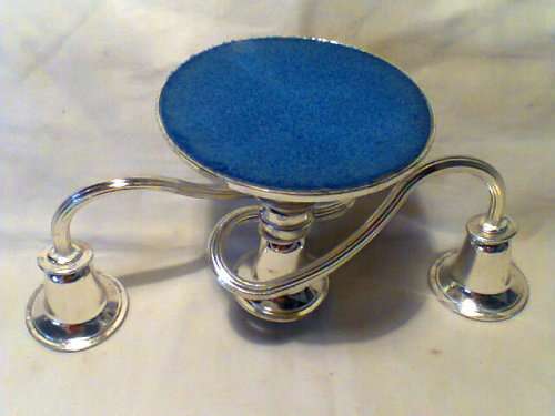 A made in England by "Vikana" EP Zinc 3 Stick.Candlestick with Snuffer.In second/hand condition