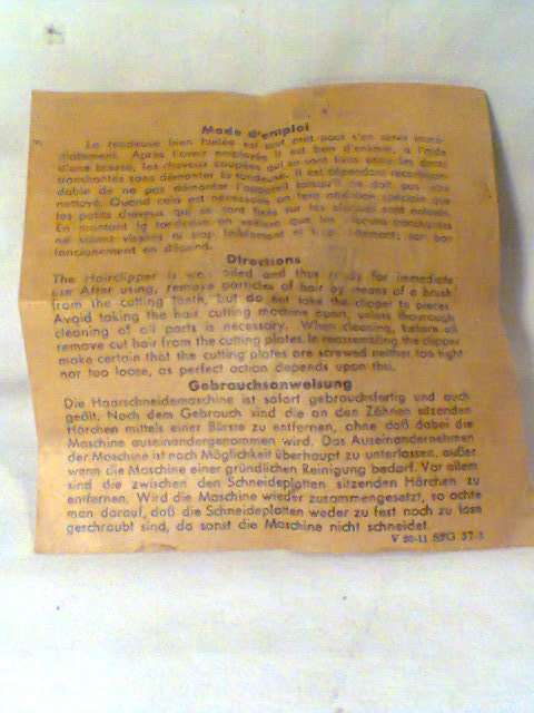 From my Granddad's time A Genuine Boxed "EZEKUT" Hair Clipper set with Directions. In working Order.