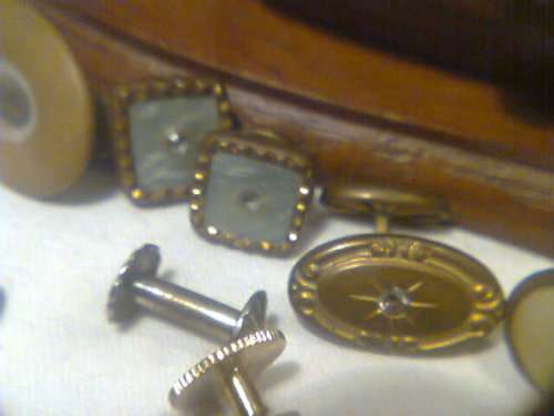 Magnificent for the Collector, Solid wood handmade 3 x Draw Jewelry Cabinet + Tie Studs & Cufflinks.