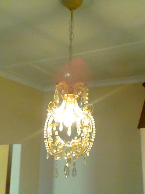 Beaded with crystal's large/small droplets hanging Ceiling Light.In excellent s/hand used condition