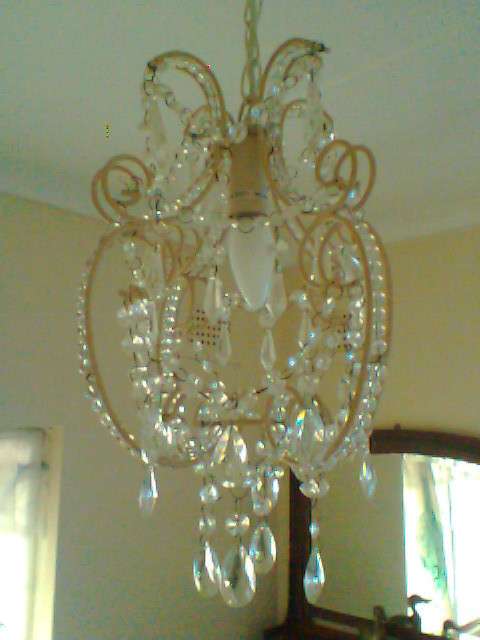 Beaded with crystal's large/small droplets hanging Ceiling Light.In excellent s/hand used condition