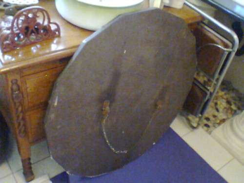 1920's, Large 16 sided Beveled Dressing Table Mirror hooks & a chain + wooden back base, Size: 90cm