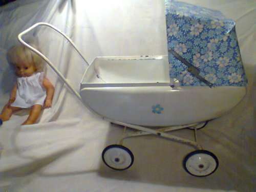 First edition Original "Prima" Baby Love Wetting Doll. Vintage "Tri-ang" Kiddies Doll's Perambulator
