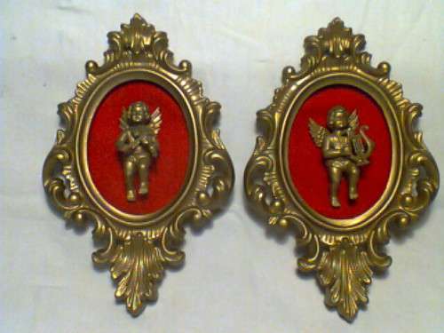 WoW 3 Cherub's 2 Gold Framed Wall hangings plus one to mount. In excellent S/hand used condition