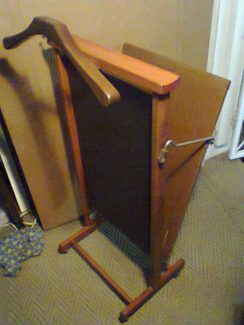 A Rare 1950's Vintage Man's Valet,Dumb Waiter With Trouser Press + Tie Rail. Manf: by "REGUITTI"
