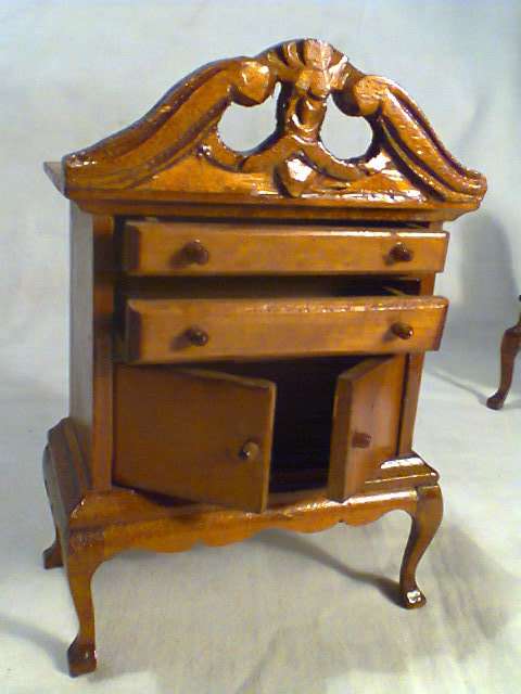 Furniture for a Doll's House .A bed plus dressing table & a smal chest with a large dresser