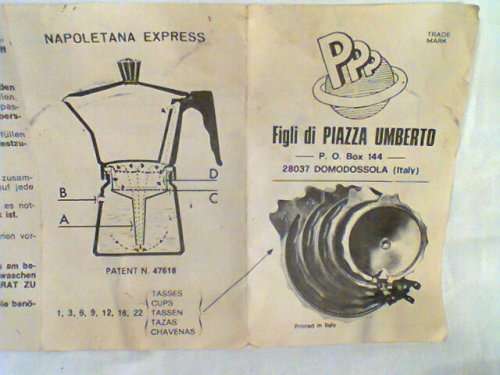 A Vintage 16 cup LARGE Peculator. Made in Italy "PPP" Napoletana Espresso Kettle with Instruction