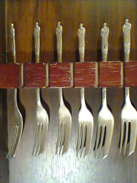 Vintage  1950's  6 x Monk's e.p.n.s.Cake Dessert Fork's Boxed sold On Ebay $84.26 In good order.