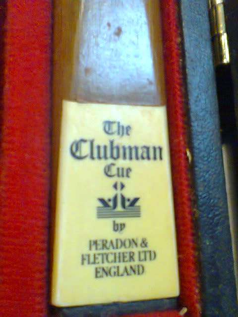 A 35 year's Old "The Clubman Cue" by Peradon & Fletcher Ltd England, one owner with hard Case.