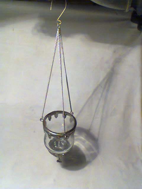 A Collectors piece, Vintage swinging on a chain Incense burner and it is Silvered/Glass + Engraving.