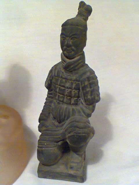 A Vintage Venusian Glass Vase 180mm Tall & a frosted Centre piece + Chinese Solder. Sold s/hand.