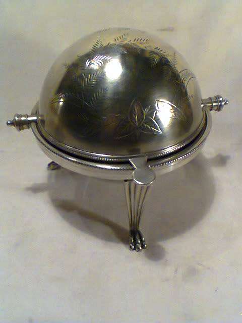 1860's +- "John Bagshaw & Sons".2 x Roll Top Breakfast Servers Tureens."Sterling silver plate"Nickel