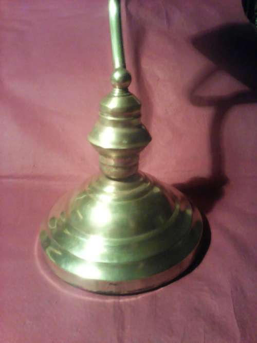 Awesome Scarce heavy Brass Vintage old Bankers Desk lamp with green shade in working condition.