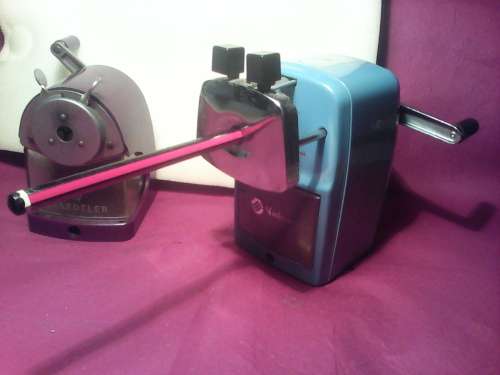 WOW 2 Vintage Old School Desk Top Pencil Sharpener's."Steadtler & Shalmaw in used s/hand condition.
