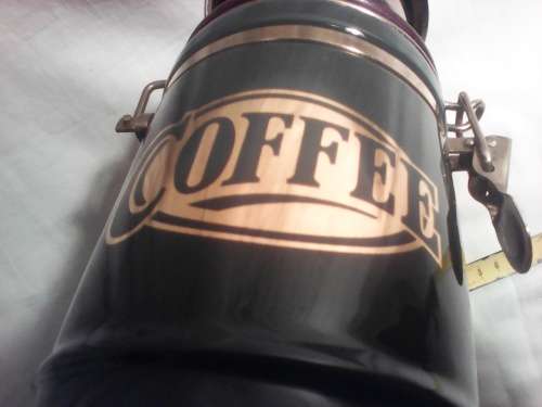 A Awesome Gilded David Birch design green Ceramic Coffee mill/grinder Manf: Birchleaf London Pottery